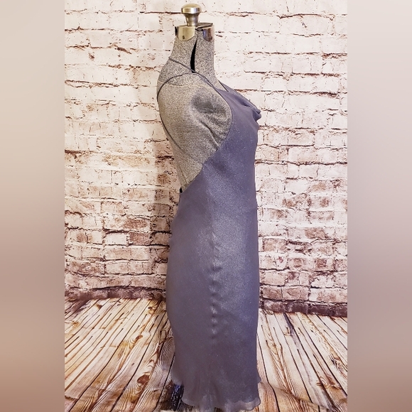 Isabel Ardee Silver Metallic Slip Style Cocktail Dress Size 8 - Picture 3 of 5